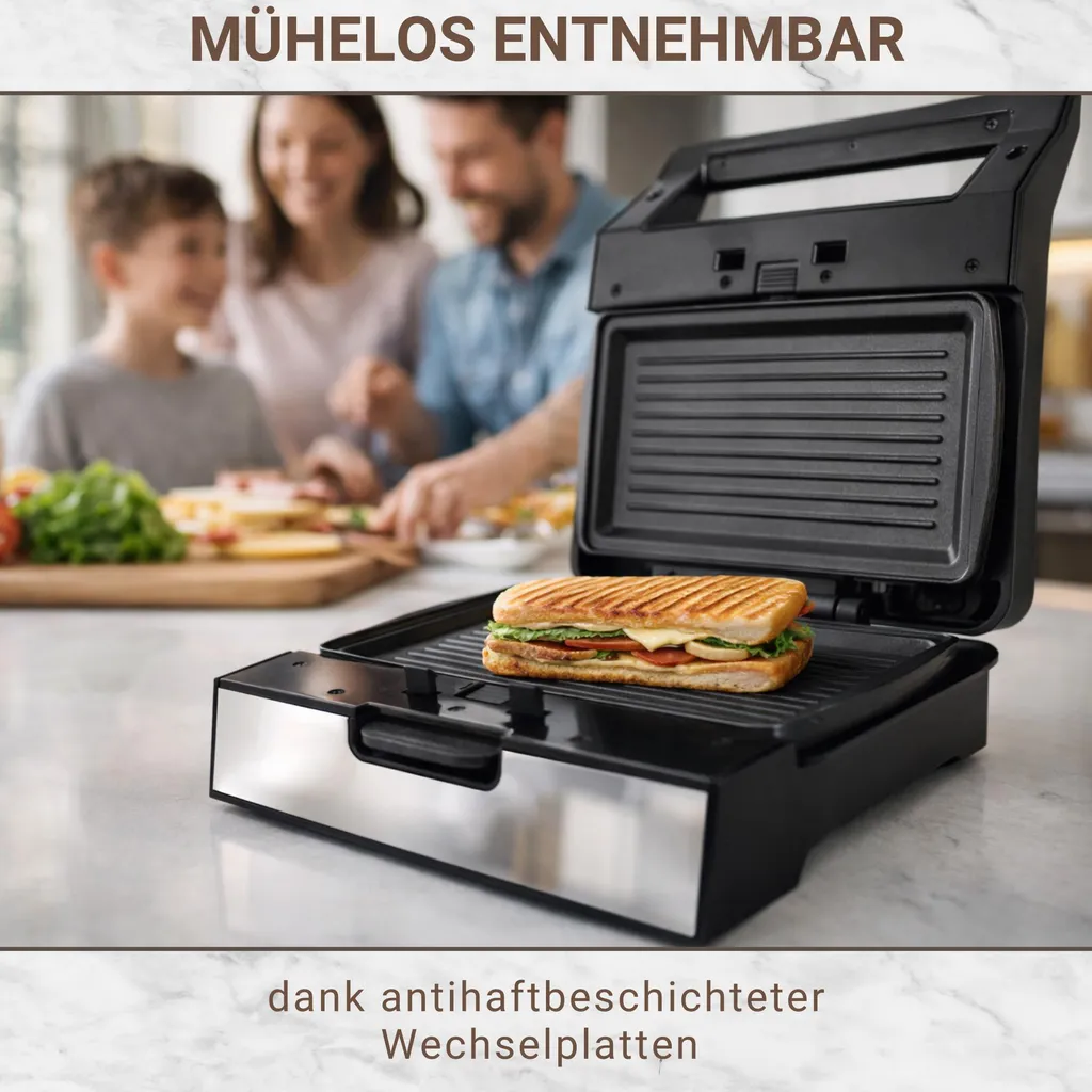 Gril de table pour viandes et paninis Gusto à plaques interchangeables - 4