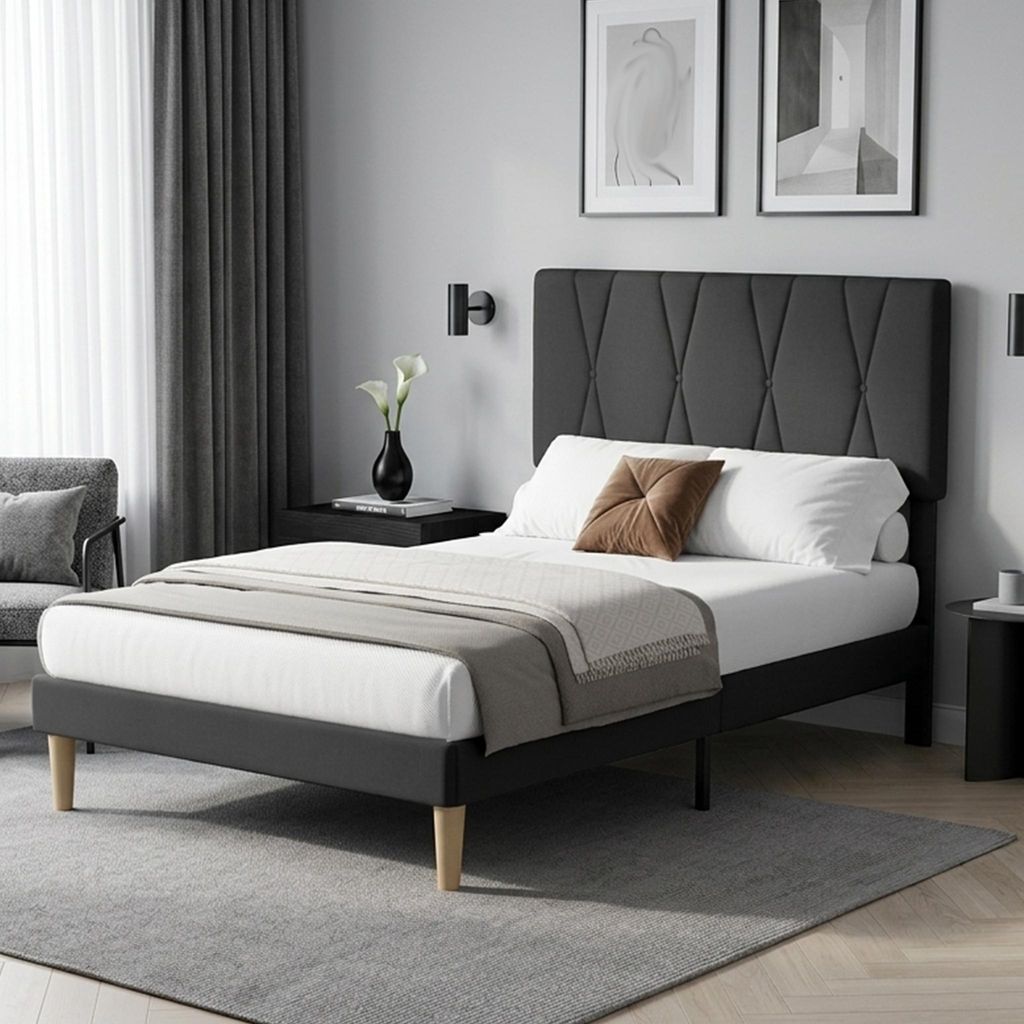Letto imbottito BEALIFE 120x200 cm con testiera regolabile Immagine del prodotto 