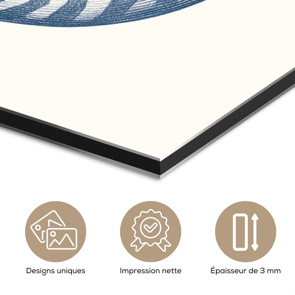 MuchoWow Wanddekoration Metall Metallbild Wandkunst 60x80 cm Blau - Muschel - Spirale MuchoWow Aluminium Gemälde - Wanddekoration Metall