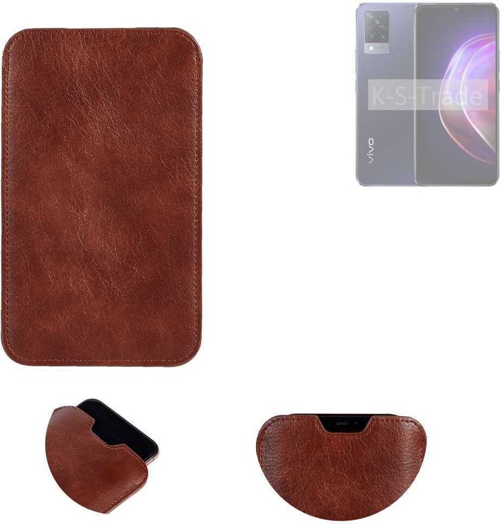 K-S-Trade Schutzhülle Handyhülle kompatibel mit Vivo V21 5G Handytasche Kunstleder Sleeve in braun