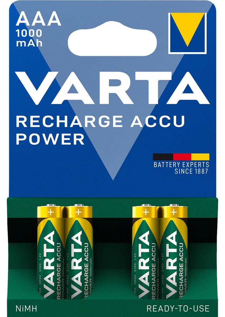 Varta Akku RECHARGE Power AAA HR03 1000mAh 4St. Zdjęcie produktu 