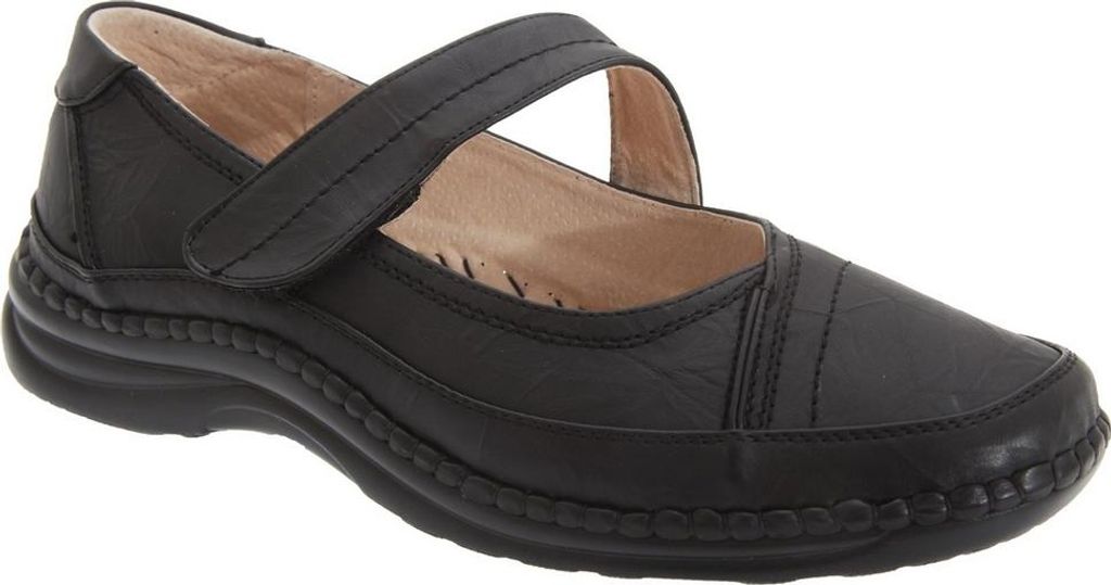 Boulevard - Damen Riemchenschuhe, Aktion Leder DF4570 (38 EU) (Schwarz)