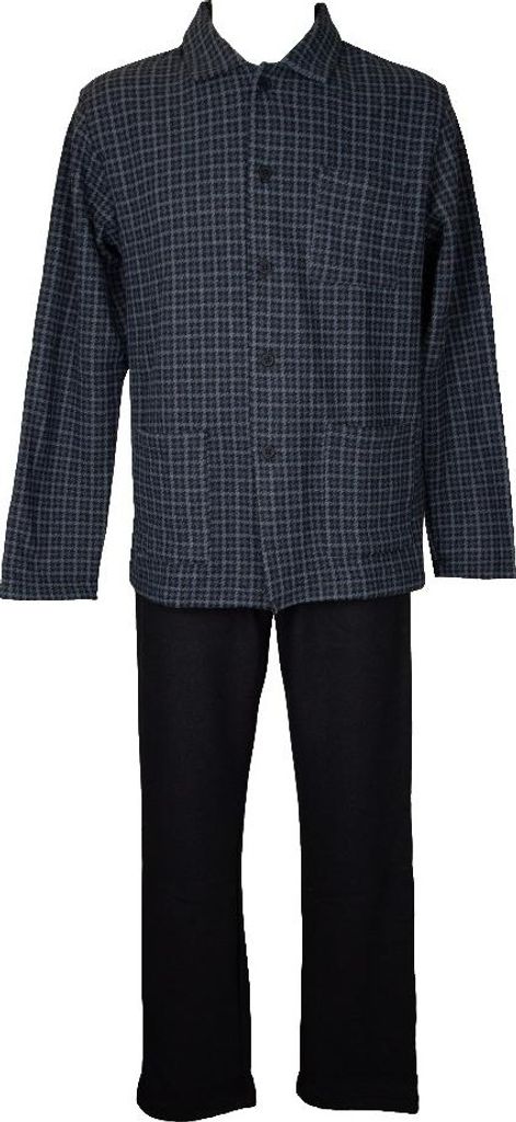 RAGNO Herrenpyjama vorne offen mit Knöpfen, Kragen, Taschen und Brusttasche, Öko-Fleece, warmer und weicher Winterartikel U779N7, Taglia 50, Coto...