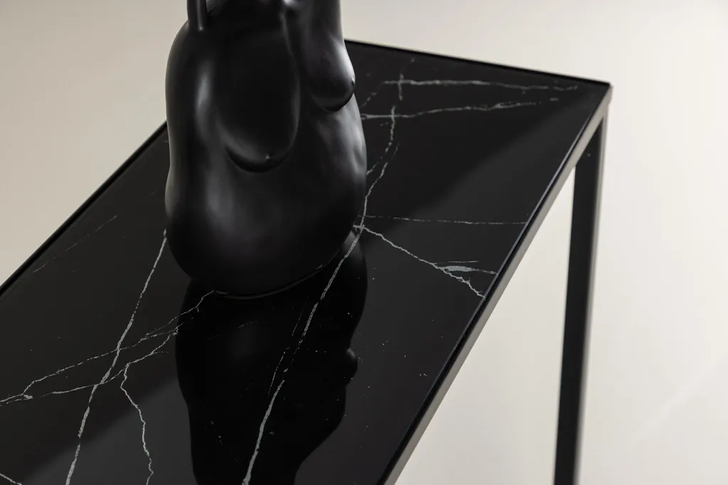 Petite console marbre noir Dipp 30x100 cm pour entrée étroite - 4