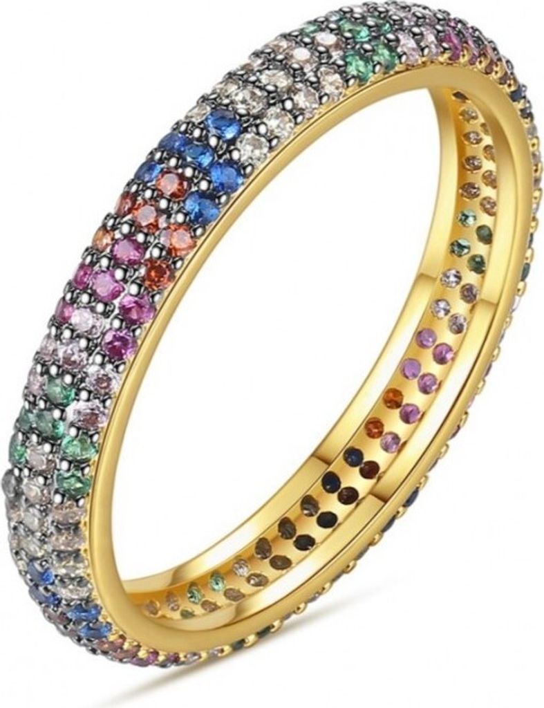 Ring vergoldet mit Chirurgenstahl vergoldet, farbiger Zirkonia pst929, Ringgröße: us7 eu14., Ringgröße: US8 EU17