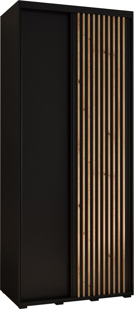 MEBLE KRYSPOL Sapporo 1 Schrank mit 2 Schiebetüren - 205,2x120x45 cm - Schwarz Schwarz Artisan