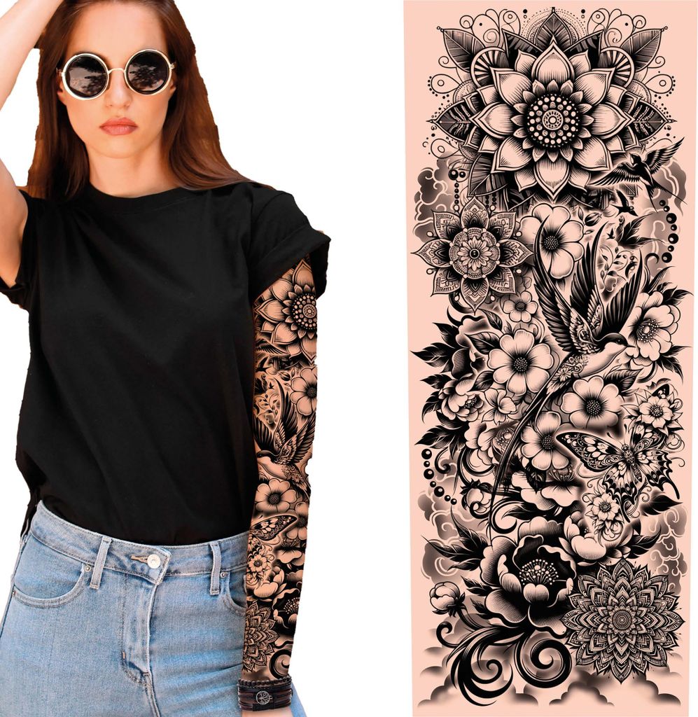 Weltkulturen Tattoo Arm Design Schwarz Weiß Kunst Karneval Produktbild 