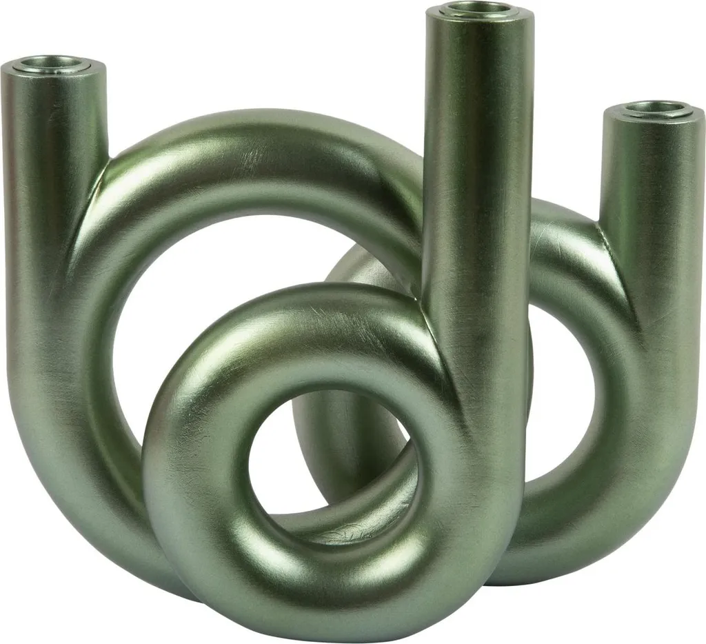 Present Time Bougeoir Rings Medium Vert 18x12x20cm en Fer au Design Loft