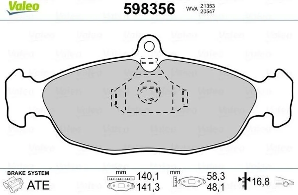 Plaquettes Frein Valeo 598356 Silence et Longévité pour Jaguar et Neon