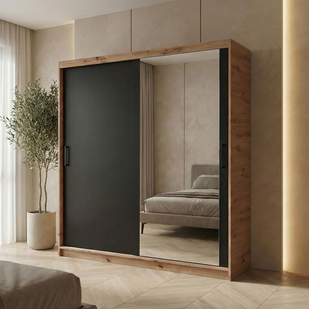 BEAUTYSOFA | Skříň s posuvnými dveřmi HELA 180 cm, dub Obrázek produktu 