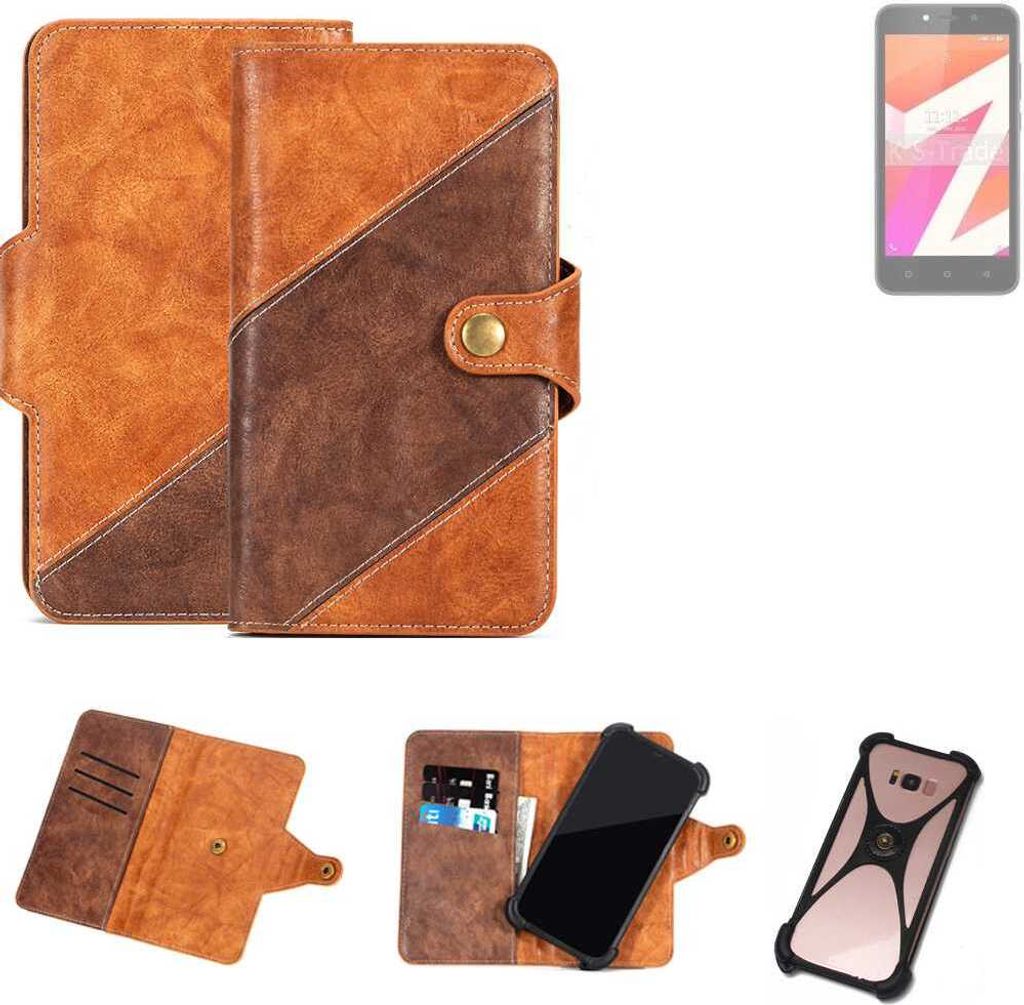 K-S-Trade Handyhülle Schutzhülle Bookstyle Case Wallet-Case kompatibel mit Lava Z1s Cover Klapphülle Kantenschutz Smartphone dunkelbraun braun 1x