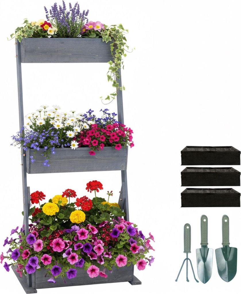 Tiered Planter with Boxes for Herbs, Vegetables & Flowers