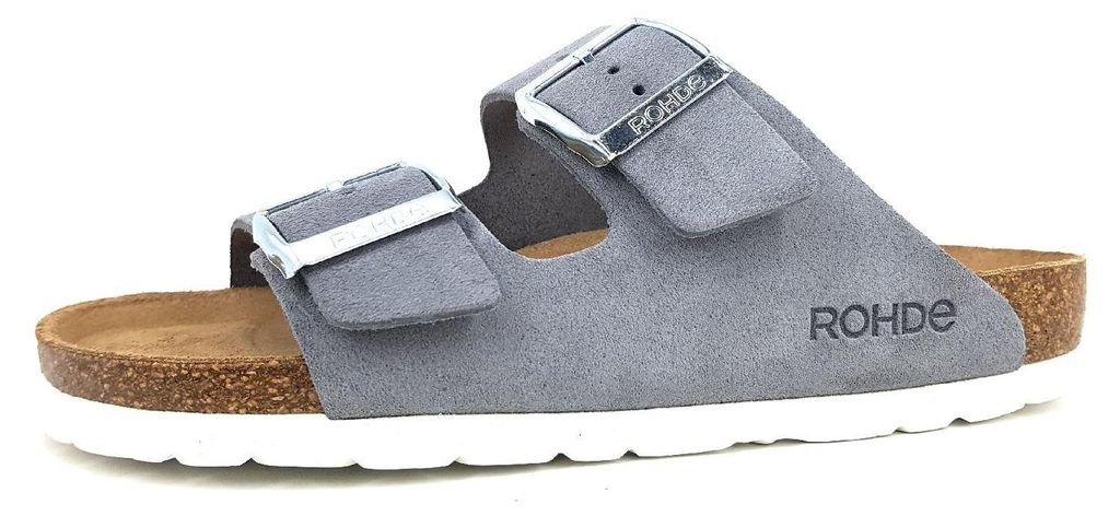 Rohde Damen Pantolette Velours Leder zwei Schnallen Produktbild 