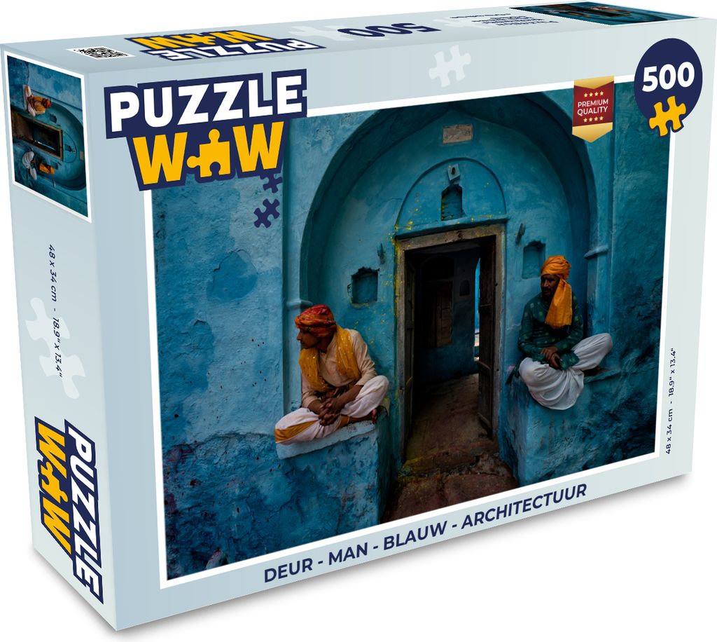 MuchoWow Puzzle 500 Teile Tür - Mann - Blau - Architektur - 500 Teile - Kinder - Selberbauen - Puzzlespiele