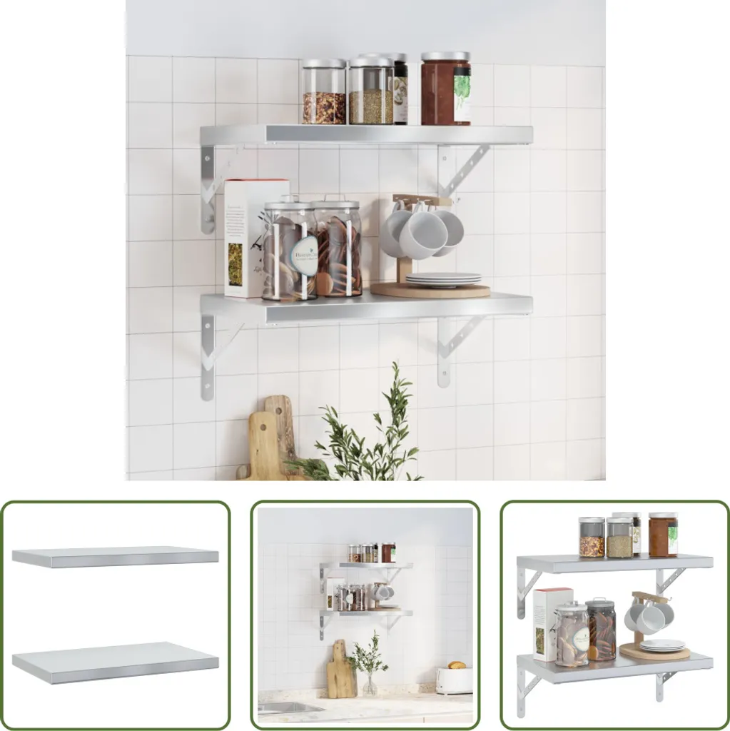 Mensole Minimal Acciaio Inox Argento 50x30x3 cm | Design Moderno