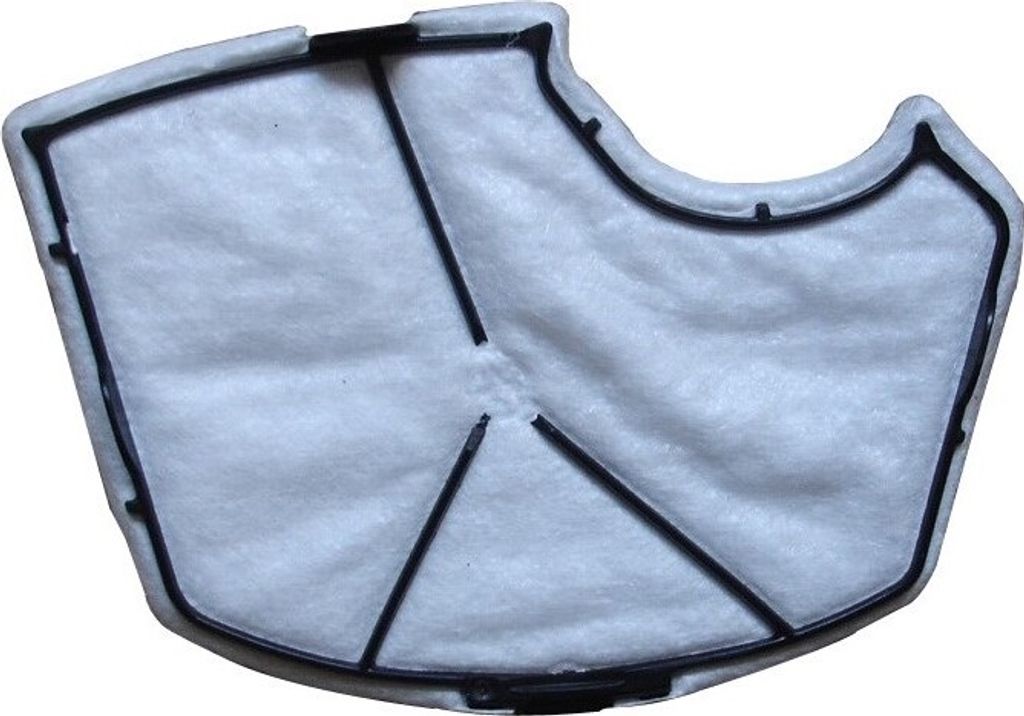 A white vacuum cleaner filter with a black frame, isolated on a white background.