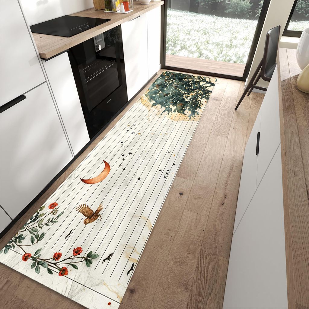 Küchenteppich 80x300cm rutschfest & abwischbar PVC Läufer - Natur Notizblock