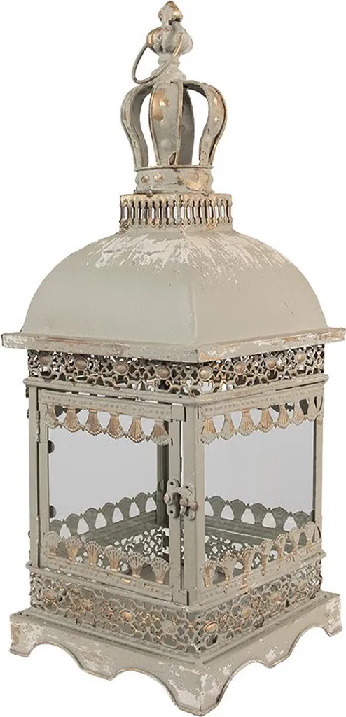 Lanterna Clayre & Eef 20x20x51 cm Grigio Verde Metallo - 2