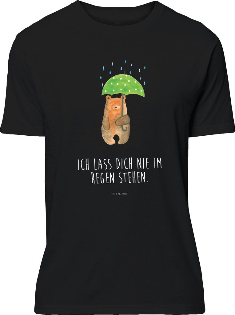 Mr. & Mrs. Panda T-Shirt Bär Regenschirm - Schwarz - Geschenk, Teddy, Freunde, Baumwoll, S, Liebe, Familie, Pärchen, mit Spruch, oberteil, Liebes...