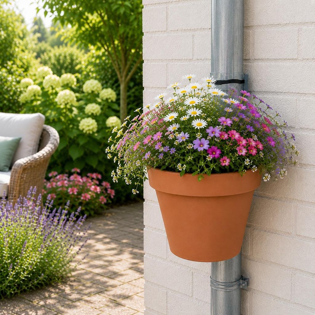 Benza Regenrohr Blumentopf aus Terrakotta – 3er-Set – Ø