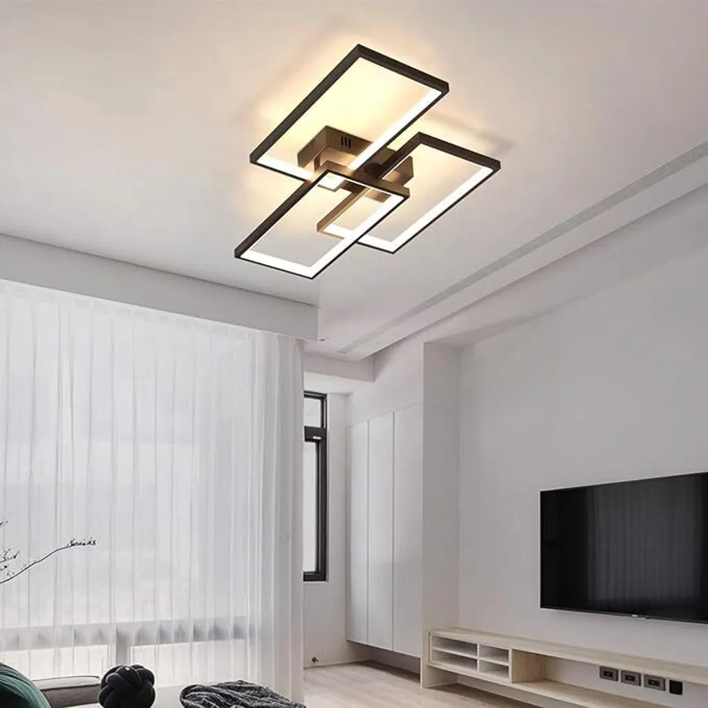 ZMH Plafonnier LED Noir 64W Variable avec Télécommande Design Moderne