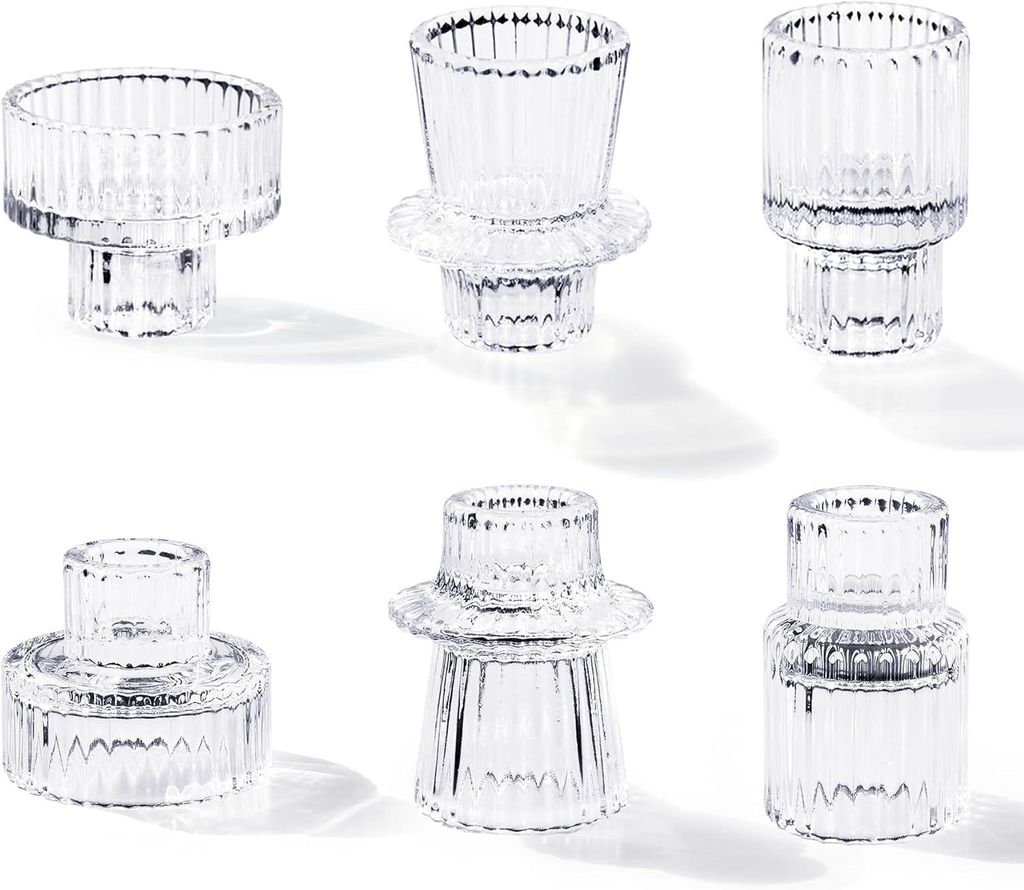 Set mit 6 transparenten Teelichthaltern für Hochzeiten, Geburtstage und Weihnachten