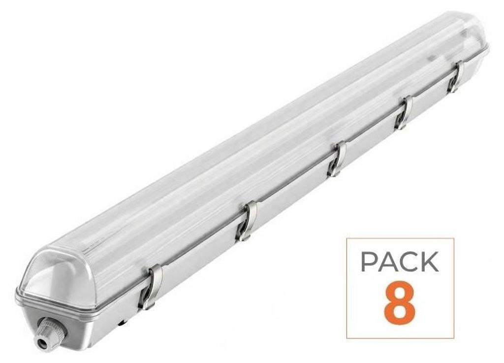 8er-Pack – Wasserdichte LED-Leiste (doppelt) für T8-LED-Röhren, 150 cm, IP65 (leeres Gehäuse)