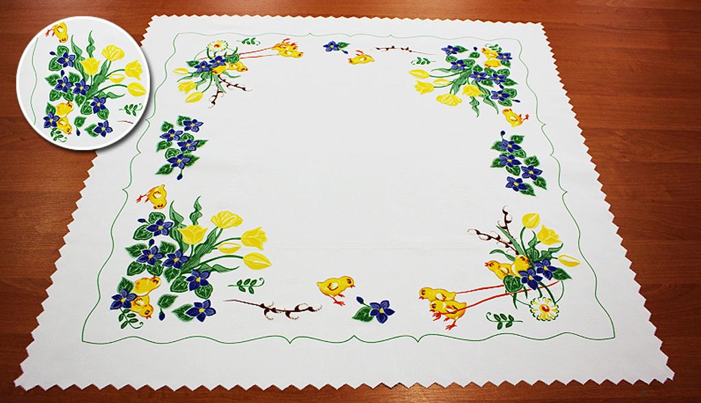 Ostern Deckchen 4-teiliges Set 75x75cm+3x 30cm KÜKEN #2 Osterservietten