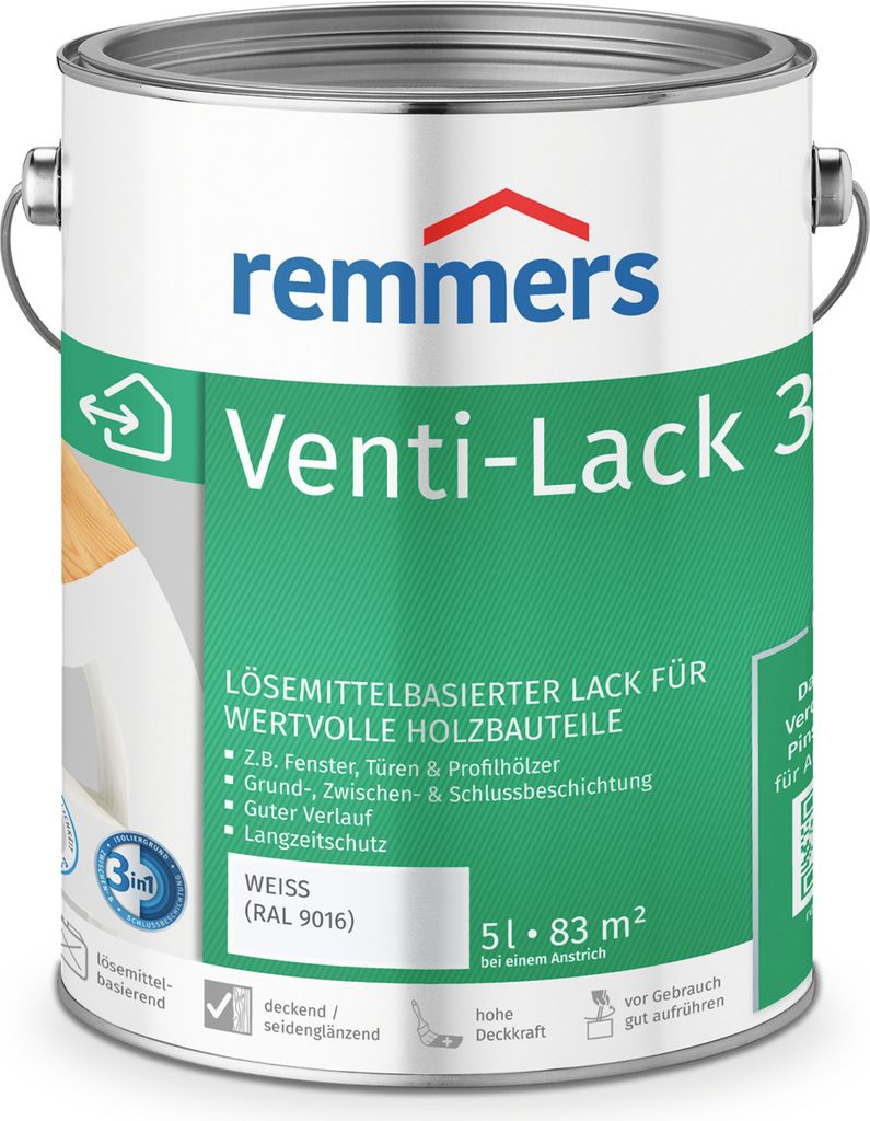 Remmers Venti-Lack 3in1 weiß (RAL 9016) 5 l, Holzlack Produktbild 