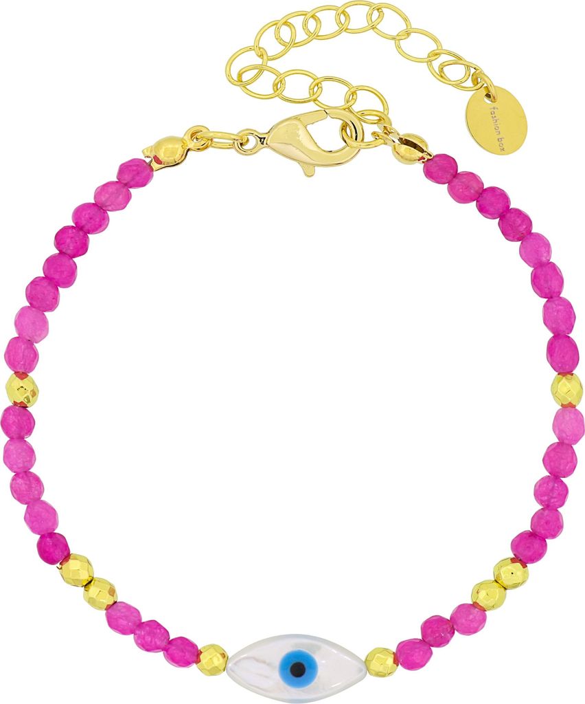 Fashionbox Armband Messing 16+6 cm pink Glasstein 449060031