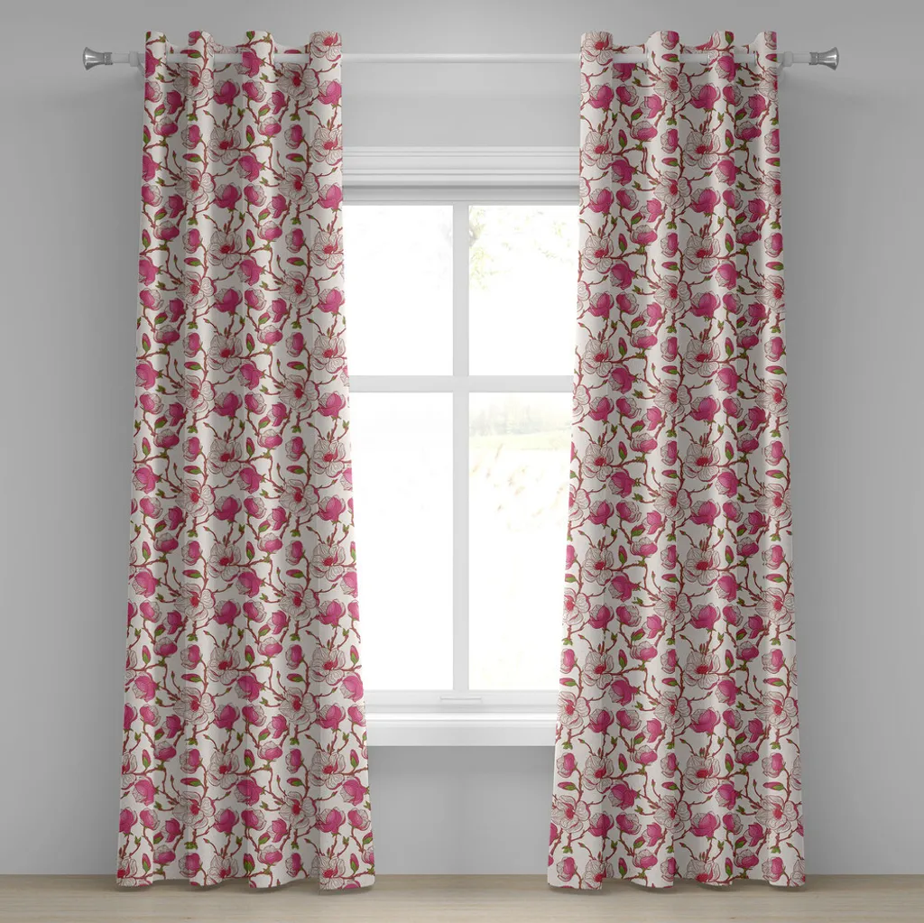 Rideau décoratif pour ambiance romantique fleurs de magnolia rose