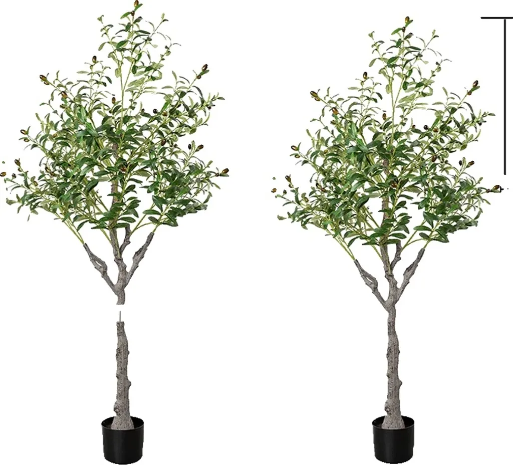 Albero di ulivo artificiale, diametro del vaso 12,5 cm / 4,92 pollici, design senza manutenzione, 150cm (59in)