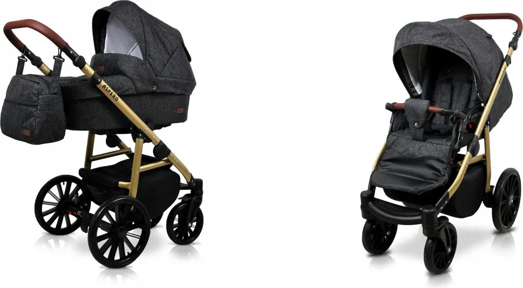BabyLux® Aspero Poussette Combinée 2 en 1 Black Flex Kit Complet Buggy