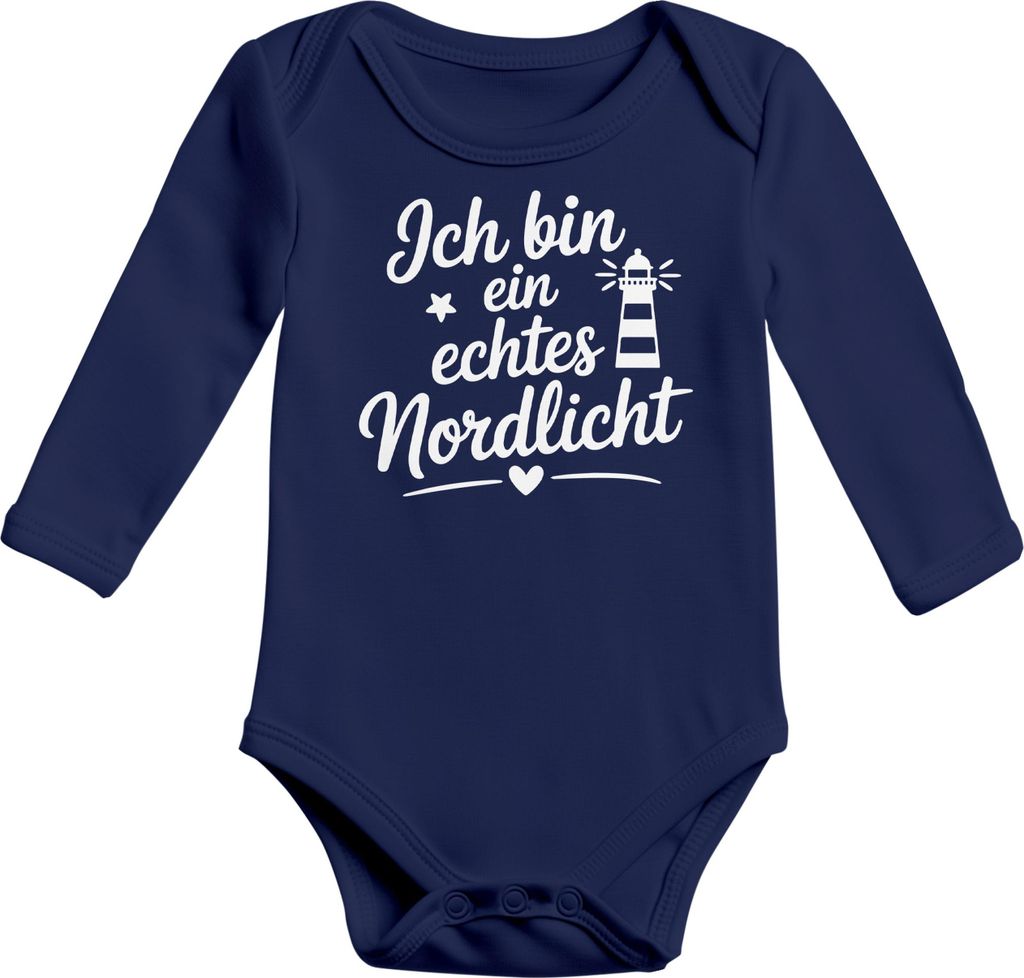 Baby Body langarm Langarmshirt Spruch lustig Ich bin ein echtes Nordlicht Grafik Print Nordisch Maritim Jungen & Mädchen MoonWorks