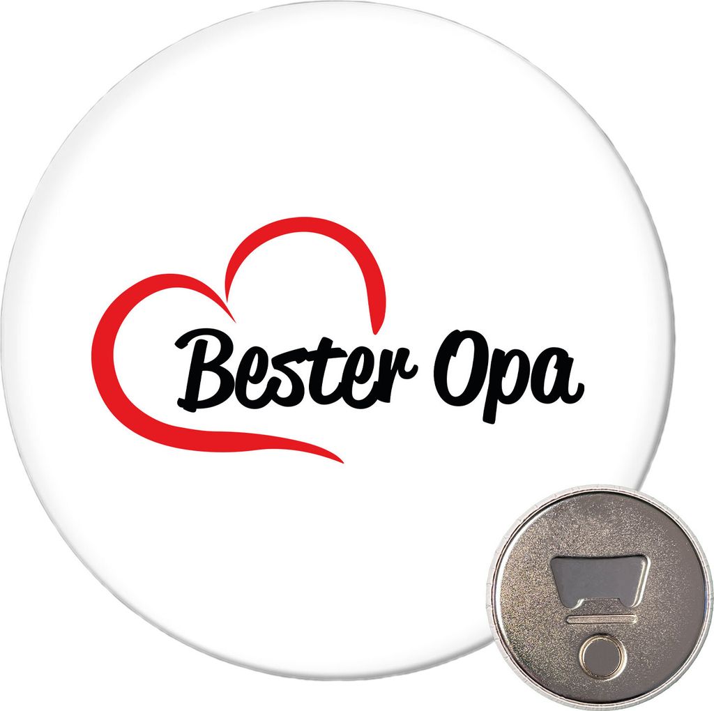 Huuraa Magnet Bester Opa Herz 59mm Kühlschrankmagnet rund Flaschenöffner Geschenkidee