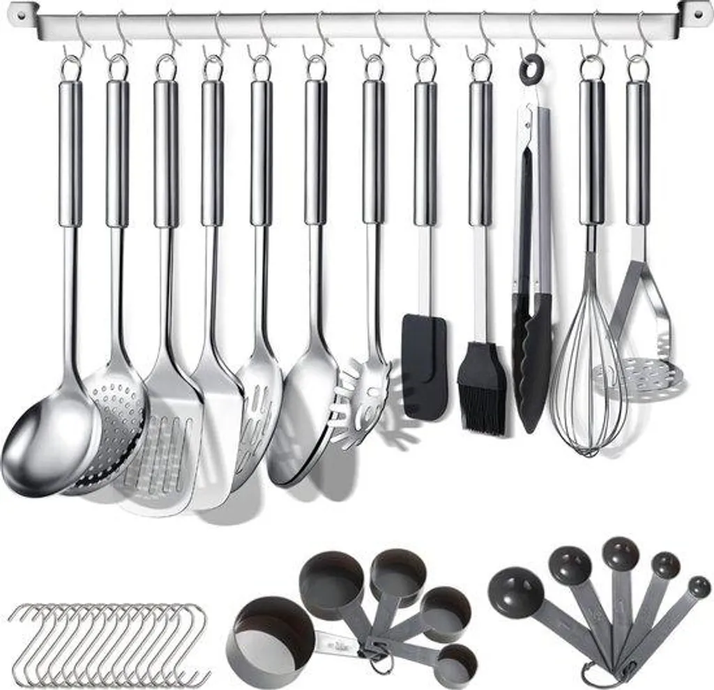 Batterie d'ustensiles de cuisine inox brossé pour cuisson tous feux