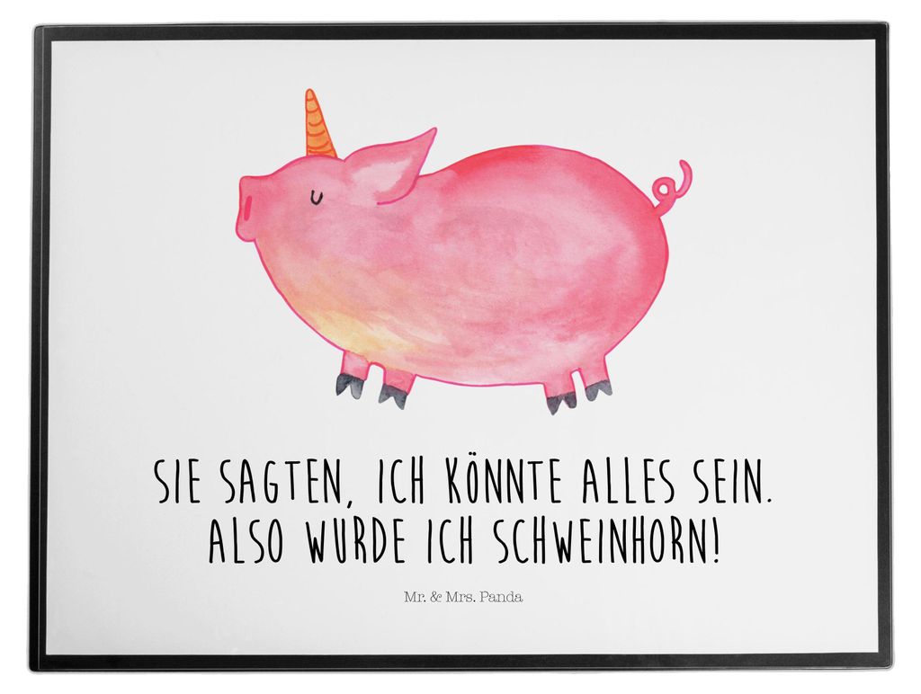 Mr. & Mrs. Panda Schreibunterlage Einhorn Schwein - Weiß - Geschenk, schreibtischunterlage, Schreibtischauflage, schreibauflage, Spruch, Englisch,...