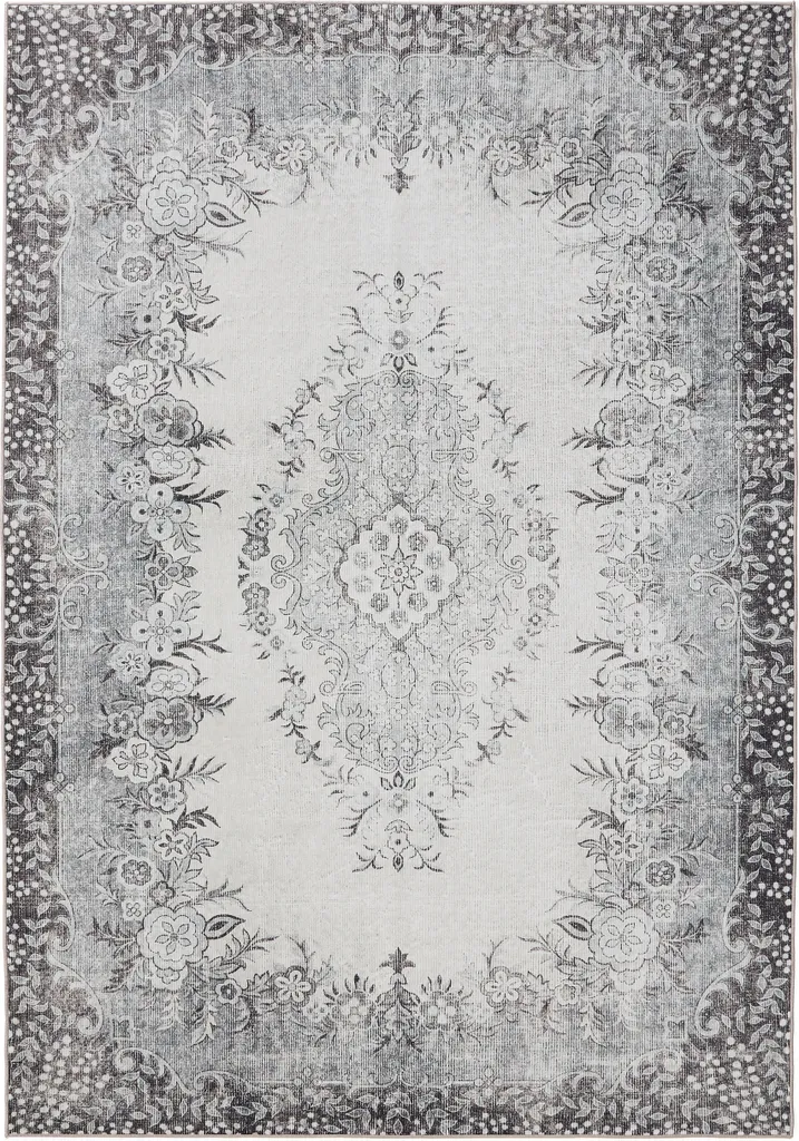 Interiyou Tapis lavable Gent noir et gris 120x170 cm pour salon moderne