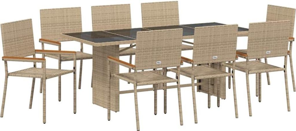 Möbel Garten Essgruppe 9er Set,multifunktional& Moderne - Beige Poly-Rattan - Stühle für Garten, Balkon CLORIS1833659