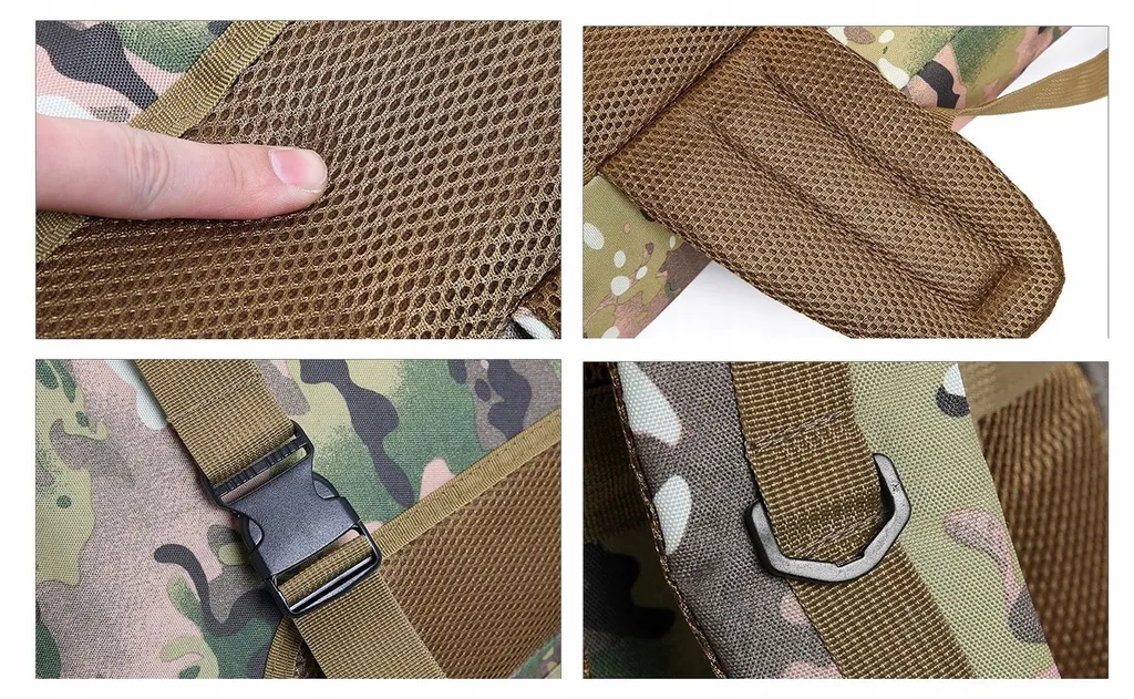 Sac à dos 70L imperméable vert avec compartiments tactiques modulables