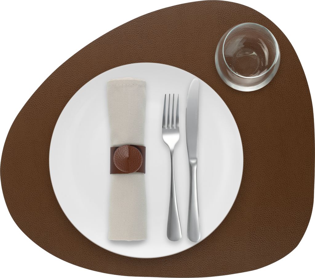 Tischset Skinnatur "Cognac" - Platzdeckchen - Platzsets - Oval - Recyceltes Leder - Braun - 46x40cm - 1 Stück
