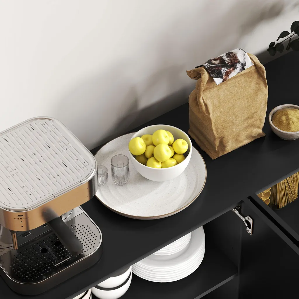 Buffet Design Noir et Or : Solution de Rangement Élégante et Compacte - 9