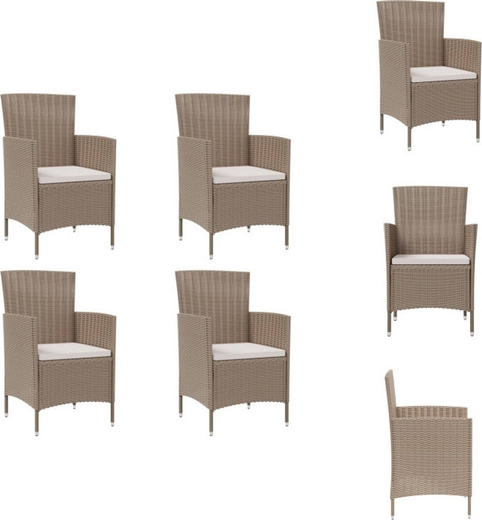 vidaXL Gartenstühle mit Kissen 4 Stk. Poly Rattan Beige - Gartenstühle