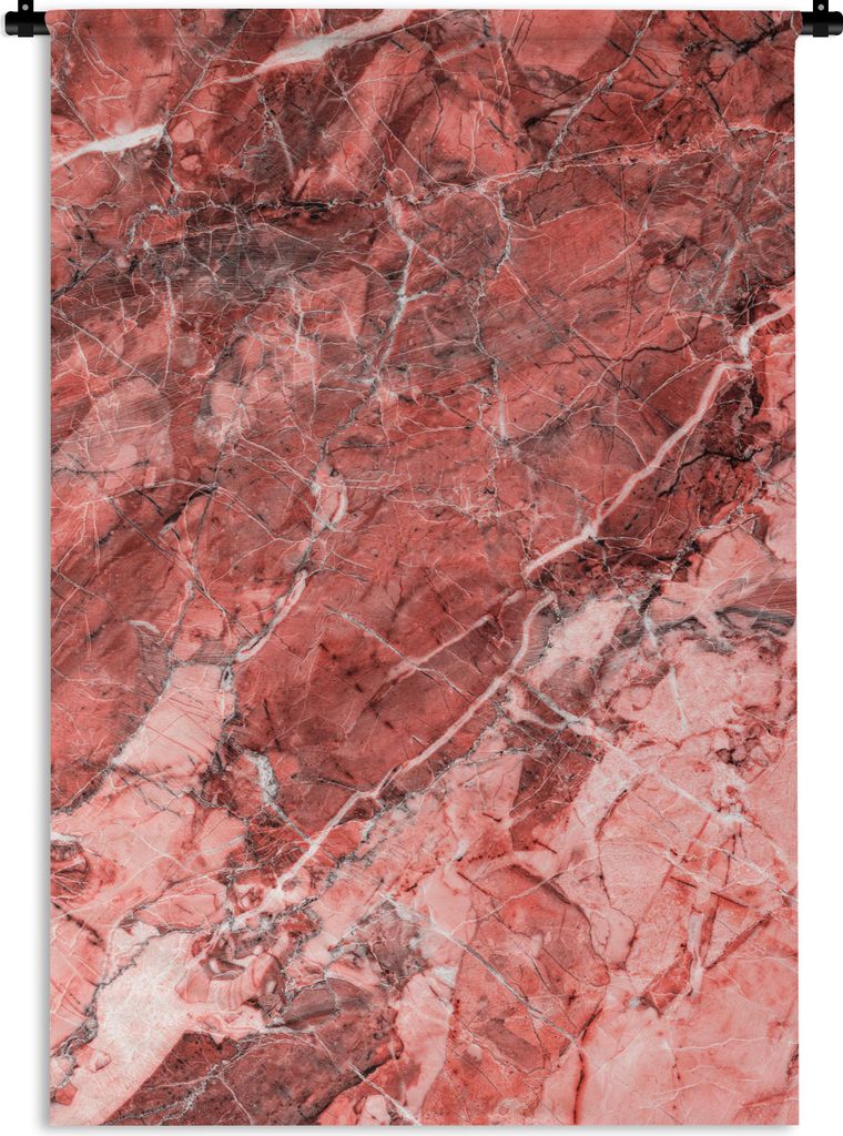 MuchoWow Wandteppich Wandbehang Pflastersteine - Rot - Rosa - Granit 90x135 cm Tapisserie Dekoration Wandtuch - Baumwolle - Wandskulptur