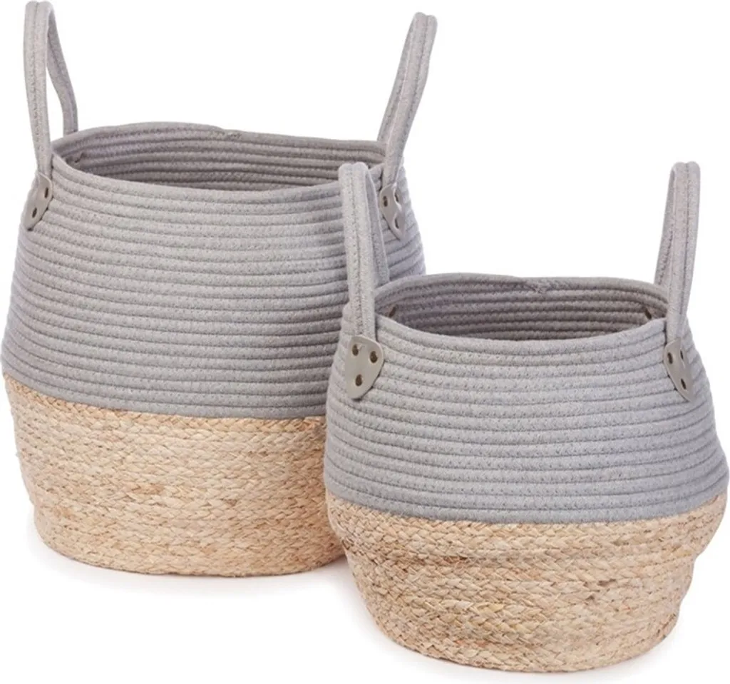 Fini le désordre avec le set de 2 paniers Kori KidsDepot Gris-Naturel