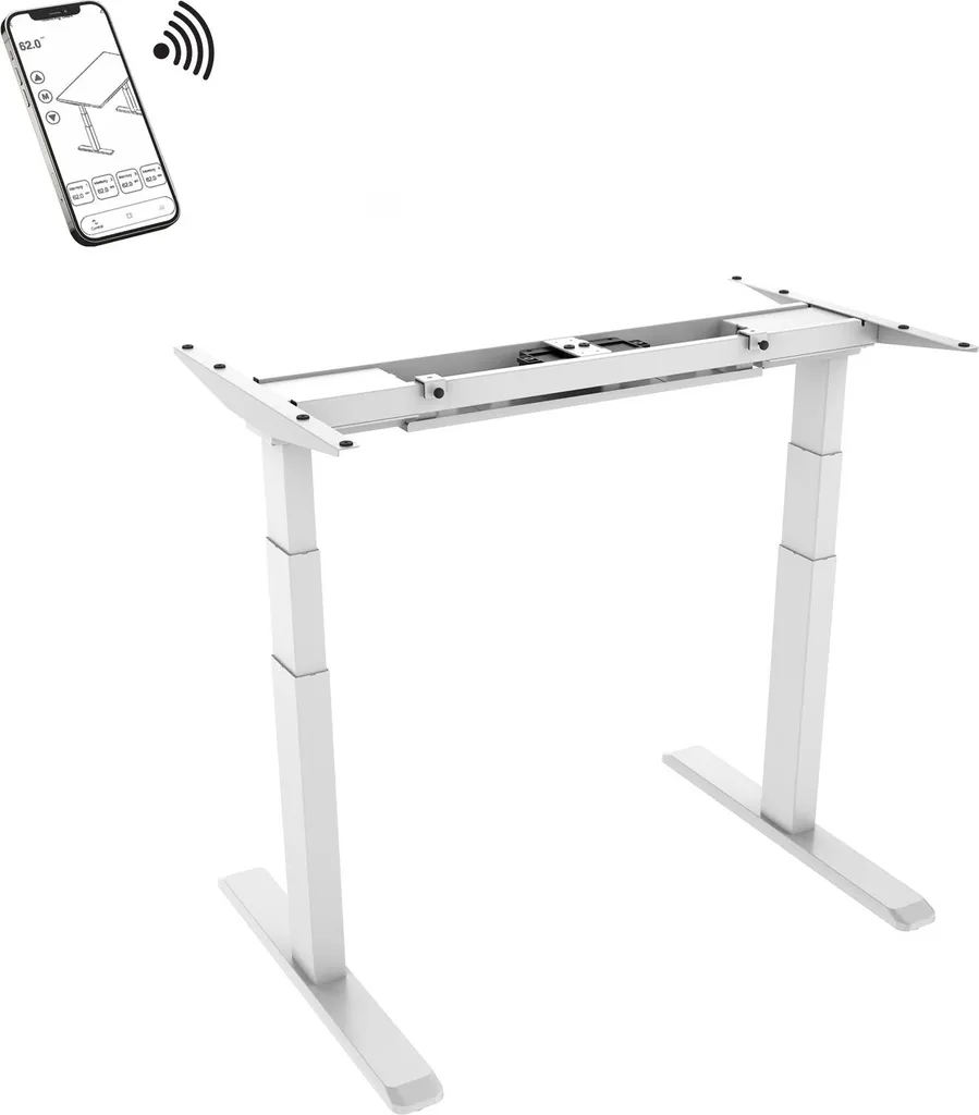Cadre de bureau assis debout électrique réglable en hauteur blanc
