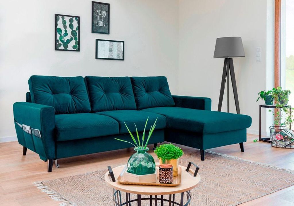 MIUFORM Lars Velours - Ecksofa mit Bettfunktion und Produktbild 