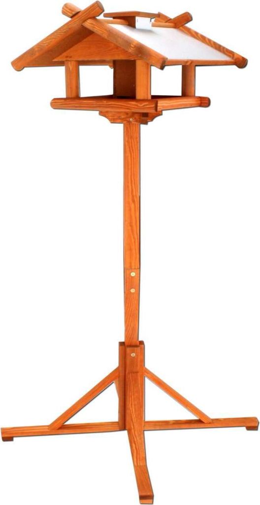 Vogelhaus mit Zinkdach Braun 155 cm Futtersilo mit Standfuß Produktbild 