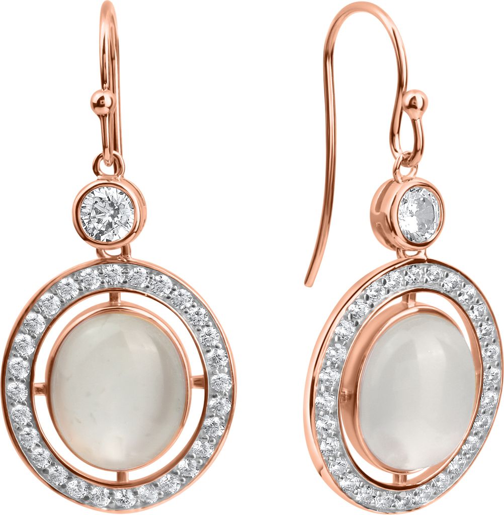 Zeeme Gemstones Ohrringe 925/- Sterling Silber 4,7cm rot Mondstein weiß 360230348-1