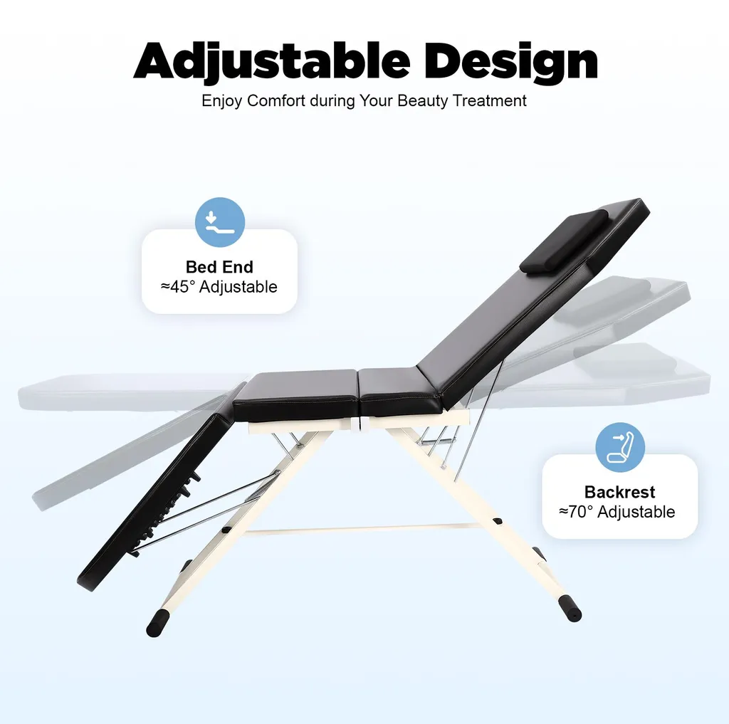 Table de massage pliante noire avec dossier réglable - Modèle Zen-T1 - 4